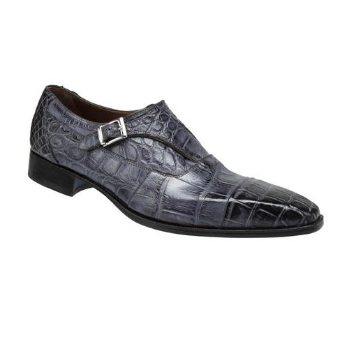 Mauri 1069 Lapis Alligator Monk Strap Shoes Medium Gray