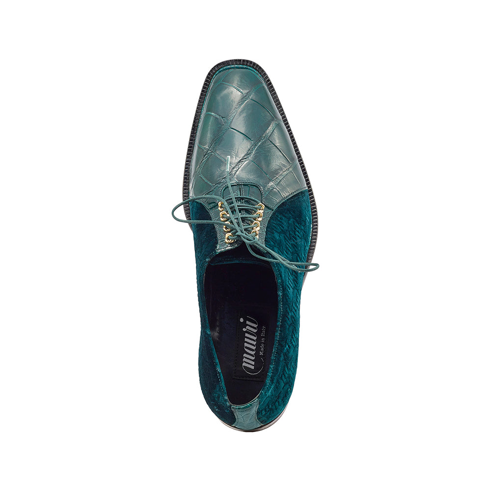 Mauri Lenox 4948 Alligator & Velvet Oxfords Hunter Green