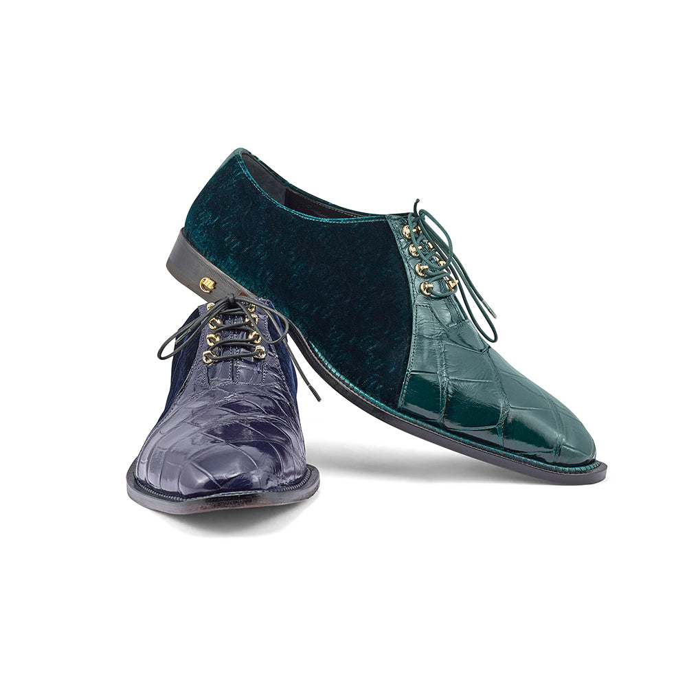 Mauri Lenox 4948 Alligator & Velvet Oxfords Hunter Green