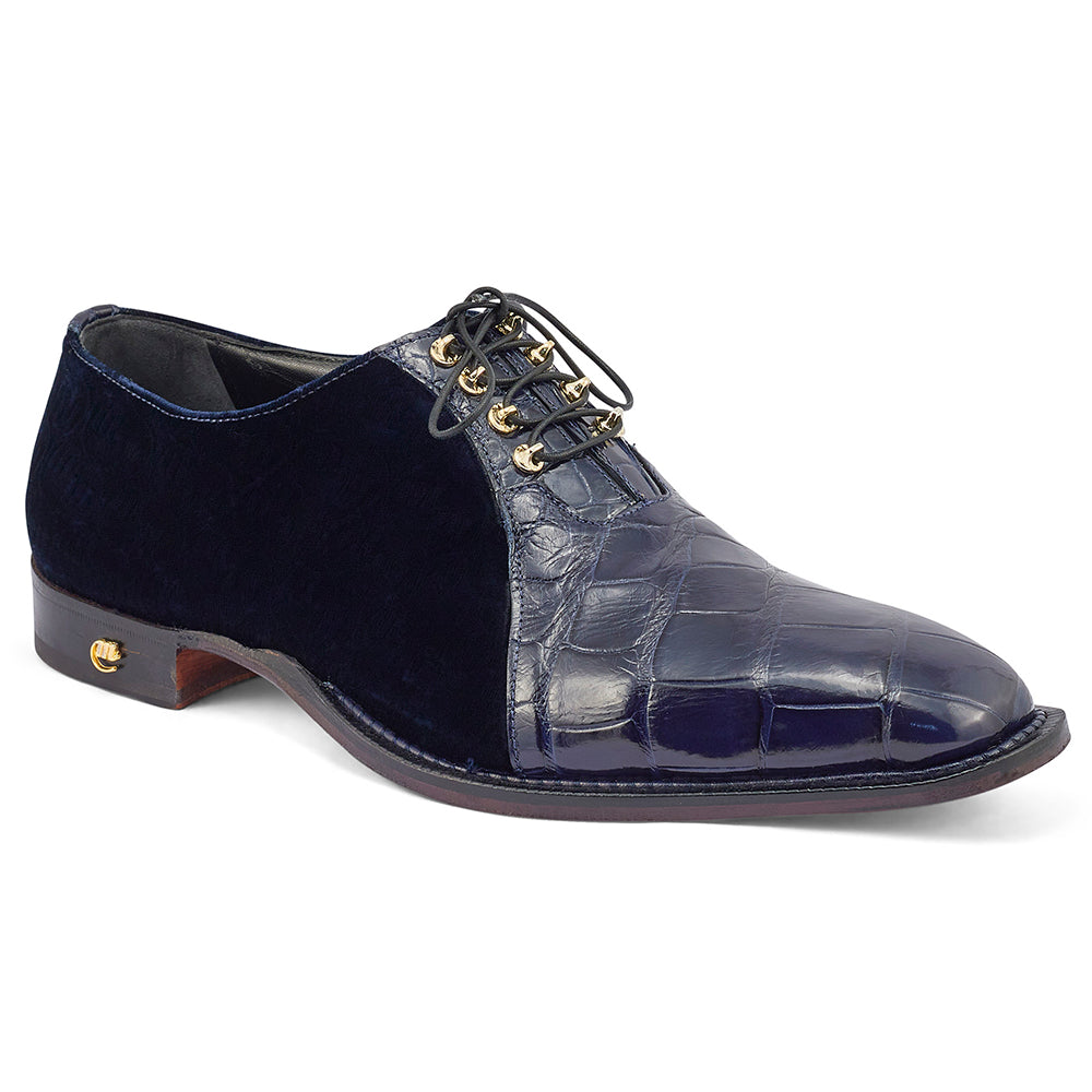 Mauri Lenox 4948 Alligator & Velvet Oxfords W Blue