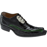 Mauri Leone 44191 Calf & Alligator Shoes Black/Green