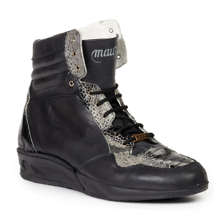 Mauri M727 Elio Calf / Ostrich / Printed Python High Top Sneakers (Special Order)