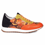 Mauri M728 Calf & Python Print & Suede Sneakers Orange (Special Order)