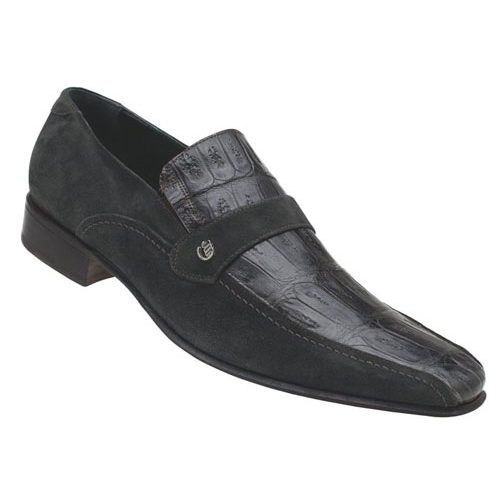 Mauri M754 Baby Crocodile & Suede Shoes Dark Grey