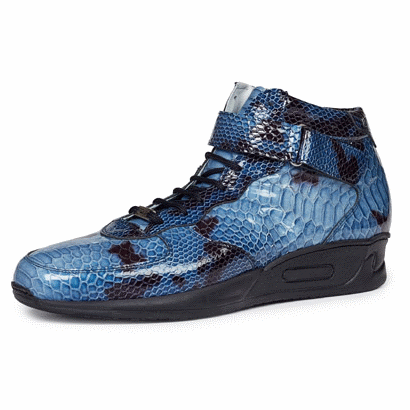 Mauri M764 Patent Python Print High Top Sneakers Blue (Special Order)