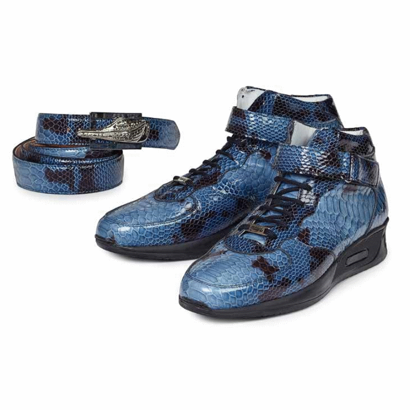 Mauri M764 Patent Python Print High Top Sneakers Blue