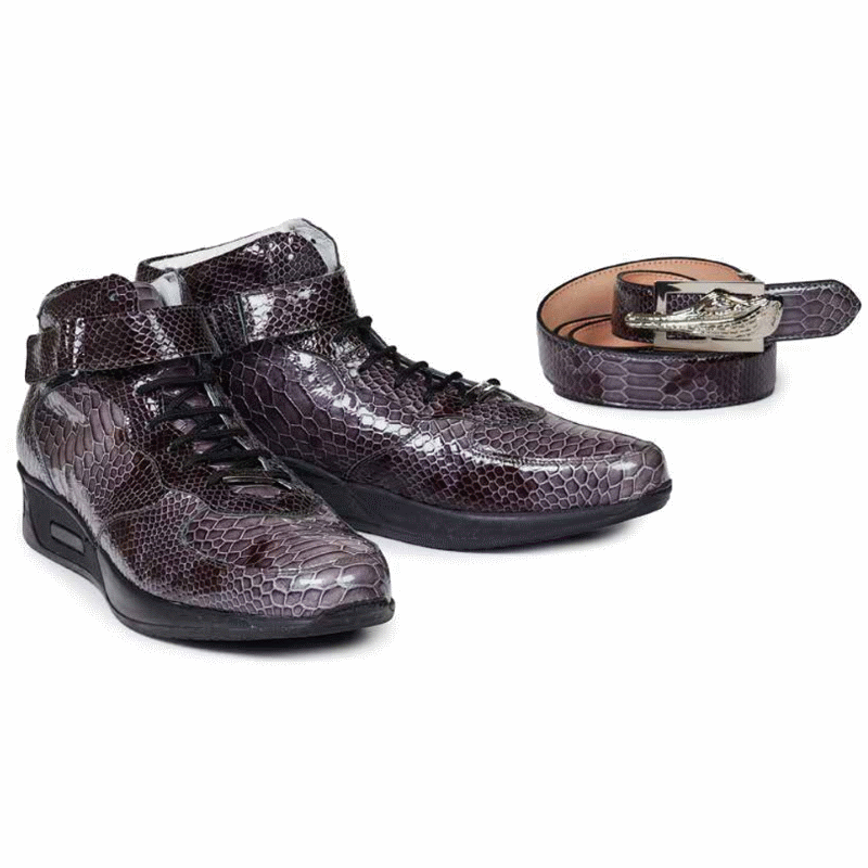 Mauri M764 Patent Python Print High Top Sneakers Charcoal