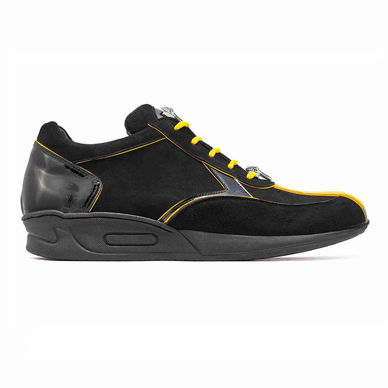 Mauri M791 Baby Crocodile / Suede / Patent Sneakers Yellow / Black (Special Order)