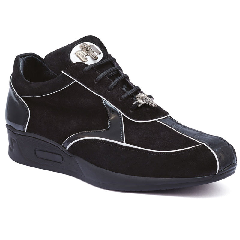 Mauri M791 Jackpot Caiman Croc & Suede Sneakers Black
