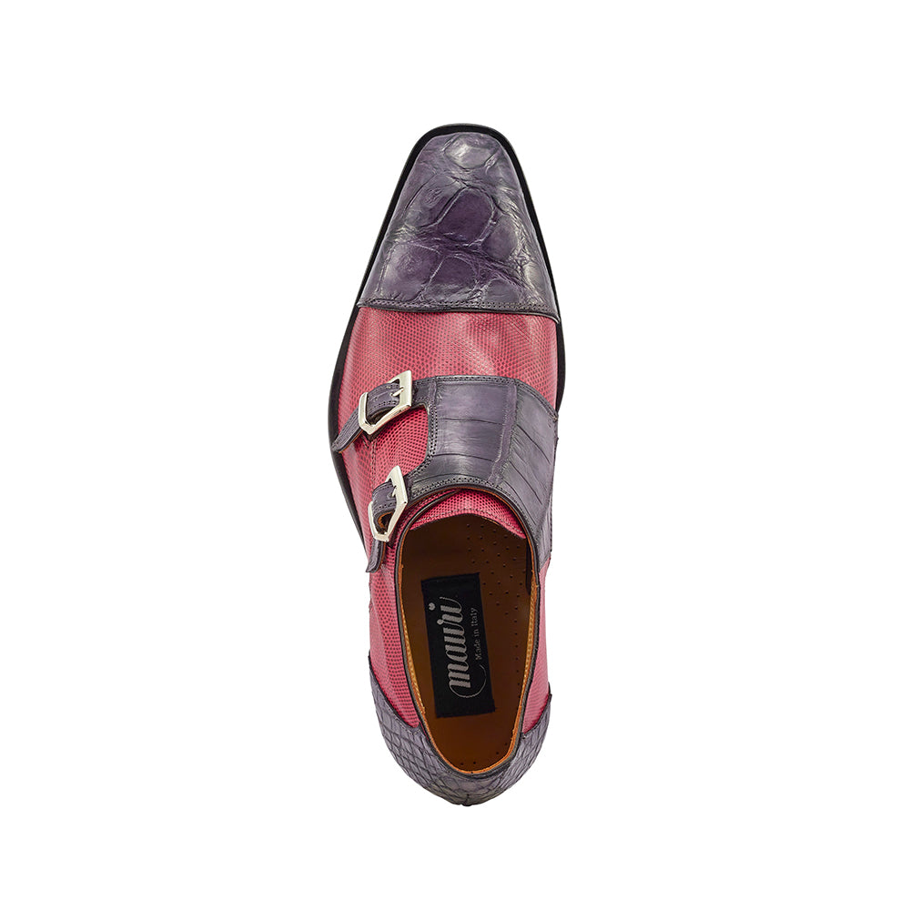 Mauri Madison 4560/2 Alligator & Karung Shoes Charcoal Grey / Ruby Red