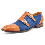Mauri Madison 4560/2 Alligator & Karung Shoes Cognac / Brilliant Blue