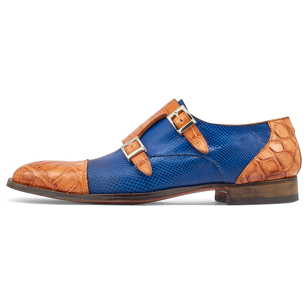 Mauri Madison 4560/2 Alligator & Karung Shoes Cognac / Brilliant Blue