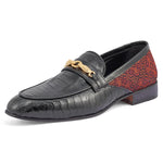 Mauri Monet 4946 Ostrich Leg and Matahari Fabric loafers Black / Coral