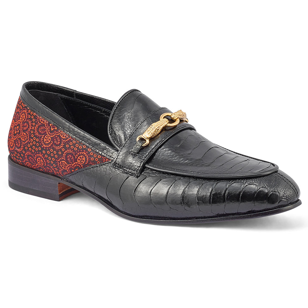 Mauri Monet 4946 Ostrich Leg and Matahari Fabric loafers Black / Coral