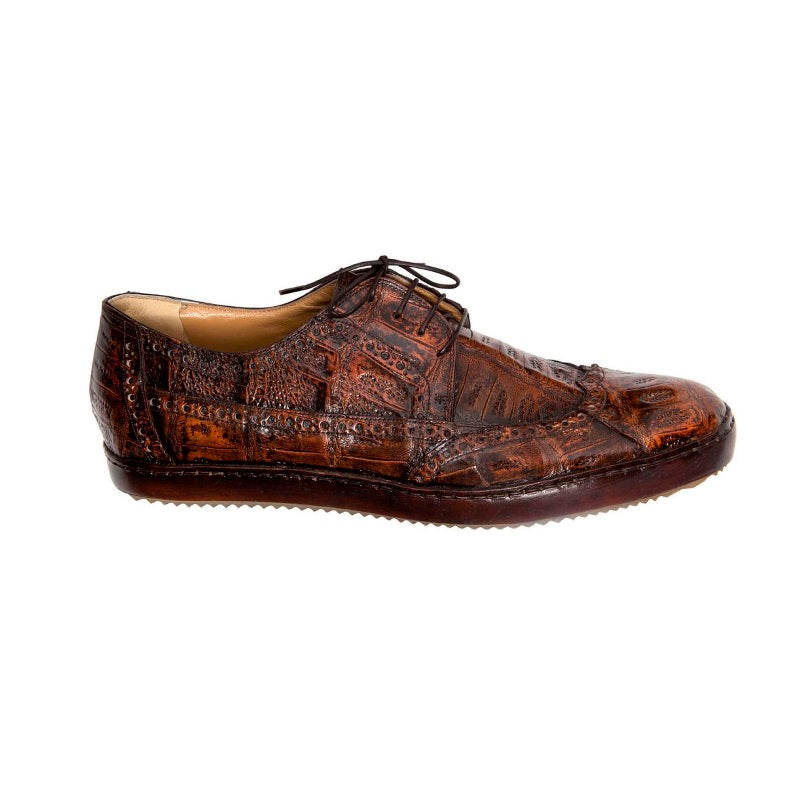 Mauri Nuvola 8518 Baby Crocodile Wingtip Shoes Golden Camel