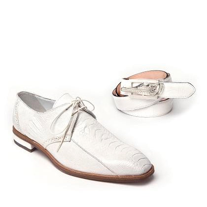Mauri Orazio 4674 Ostrich Leg Shoes White