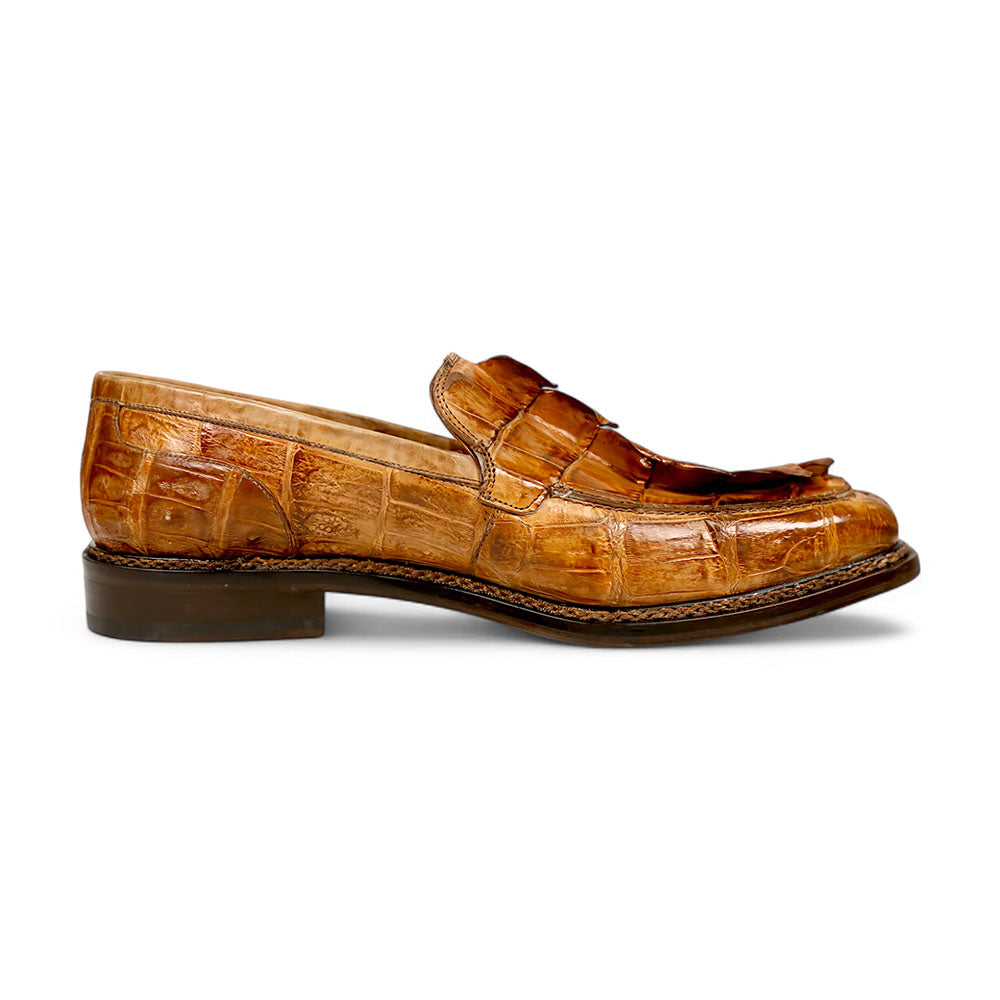 Mauri Orefici 4770/1 Baby Crocodile/Hornback/Calfskin Loafers Cognac