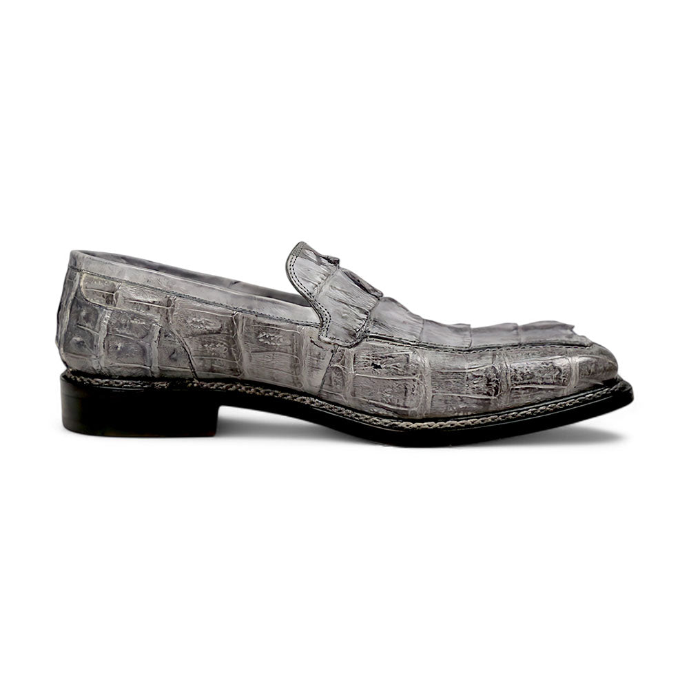 Mauri Orefici 4770/1 Baby Crocodile/Hornback/Calfskin Loafers Light Grey