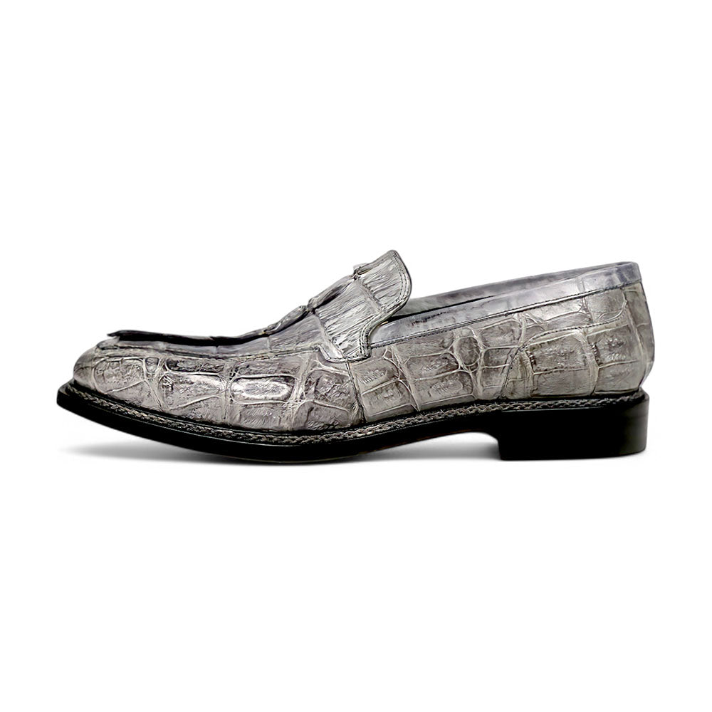 Mauri Orefici 4770/1 Baby Crocodile/Hornback/Calfskin Loafers Light Grey