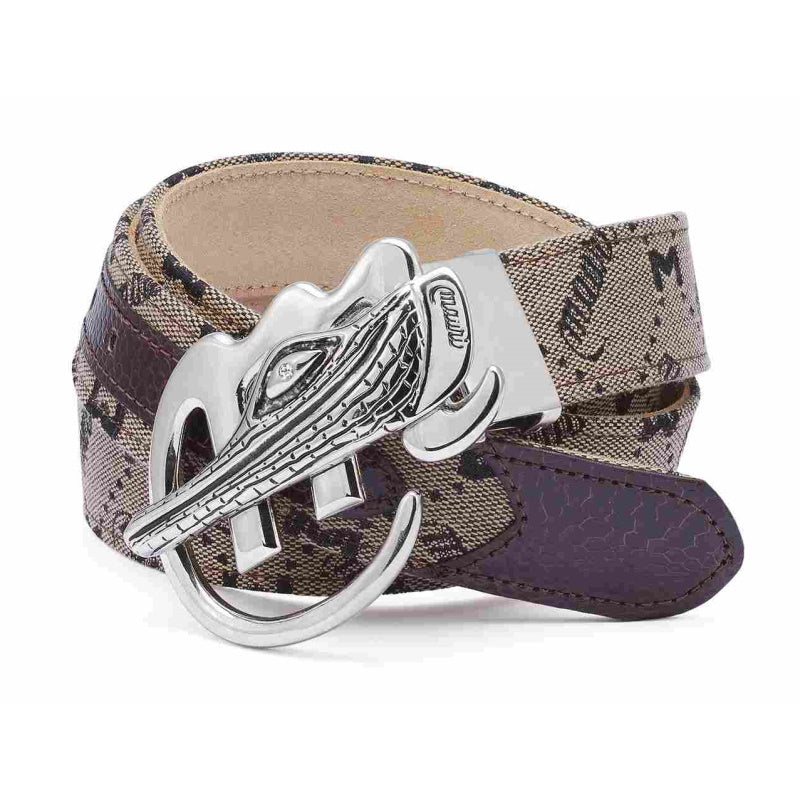 Mauri Ostrich & Fabric Belt Brown