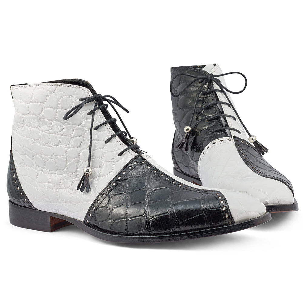 Mauri Othello 3095 Body Alligator Boots Black / White