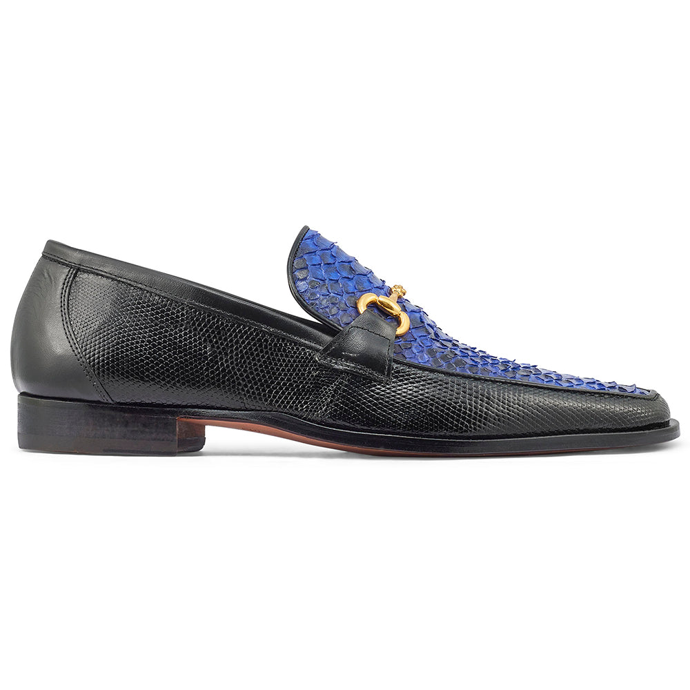 Mauri Priest 4800/2 Iguana & Python Loafers Black / Royal Blue
