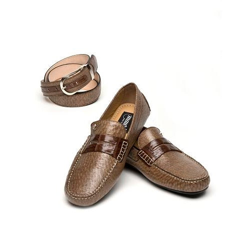 Mauri Santacroce 9228 Peccary & Crocodile Driving Shoes Light Brown