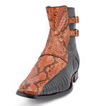 Mauri 3081 Python & Ostrich Leg Boots Black / Gold
