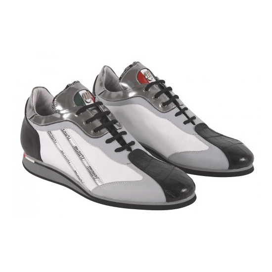 Mauri 8869 Nappa & Crocodile Sneakers Charcoal Gray | MensDesignerShoe.com