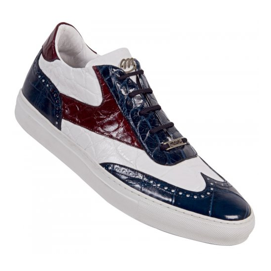Mauri Sire 8896 Alligator Sneakers White/Ruby Red/Wonder Blue
