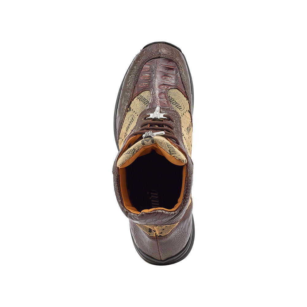 Mauri Signature 8430 Ostrich Leg / Baby Croc & Mauri Fabric Sneakers Sp Rust/ Taupe