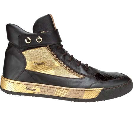 Mauri Slang 8541 Nappa & Alligator Sneakers Dark Brown / Gold