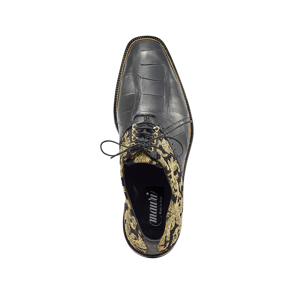 Mauri Smooth 4936 Alligator & Didier Fabric Shoes Black / Gold