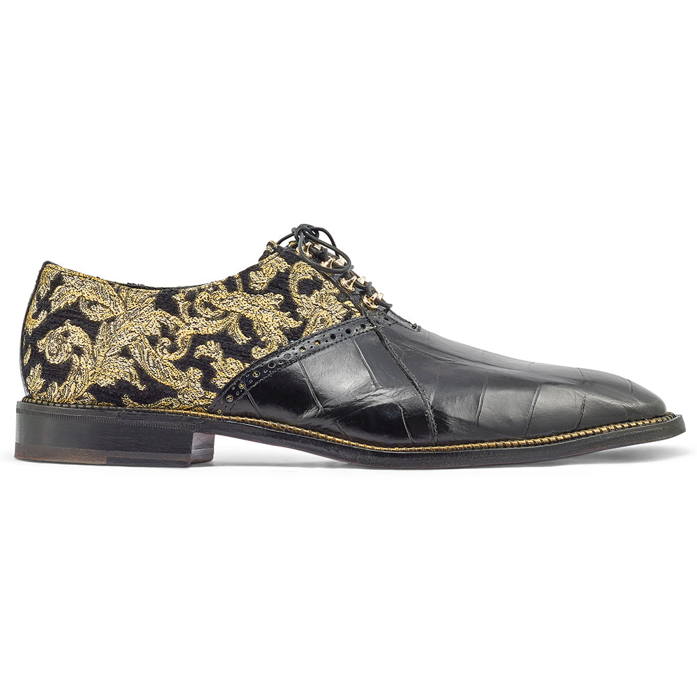 Mauri Smooth 4936 Alligator & Didier Fabric Shoes Black / Gold