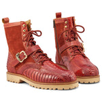 Mauri Soldier 4997 Ostrich Leg & Suede Embossed Boots Gold