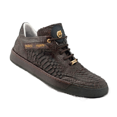 Mauri Thai 8516 Python & Pebble Grain Sneakers Dark Brown