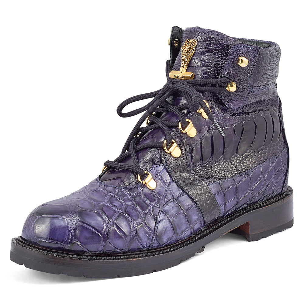 Mauri Tracker 4986 Body Alligator & Ostrich Leg Boots W Blue
