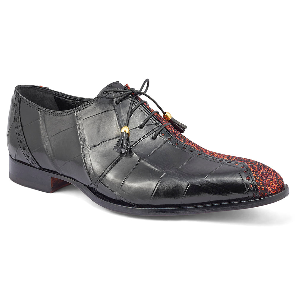 Mauri Two Face 4975/2 Body Alligator & Matahari Fabric Shoes Black / Coral Mauri Two Face 4975/2 Body Alligator & Matahari Fabric Shoes Black / Coral