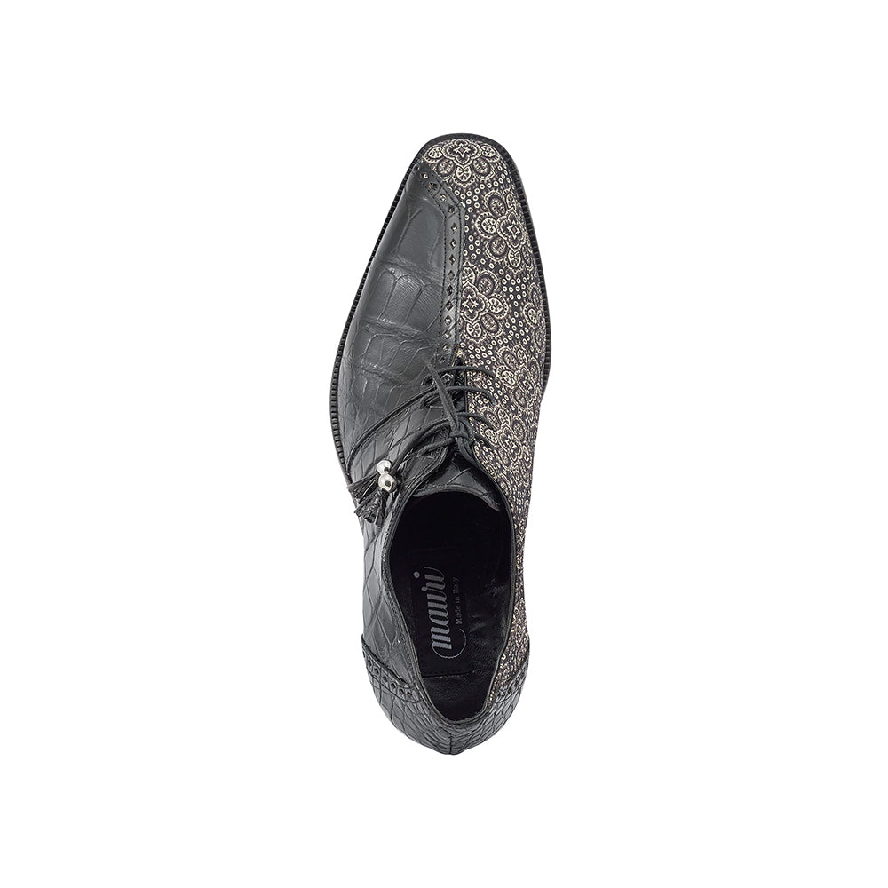 Mauri Two Face 4975/2 Body Alligator & Matahari Fabric Shoes Black / White