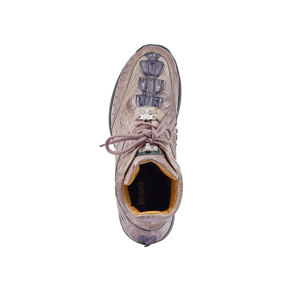 Mauri 8405/1 Ostrich Leg & Hornback Tail Sneakers Lt Grey / W Blue