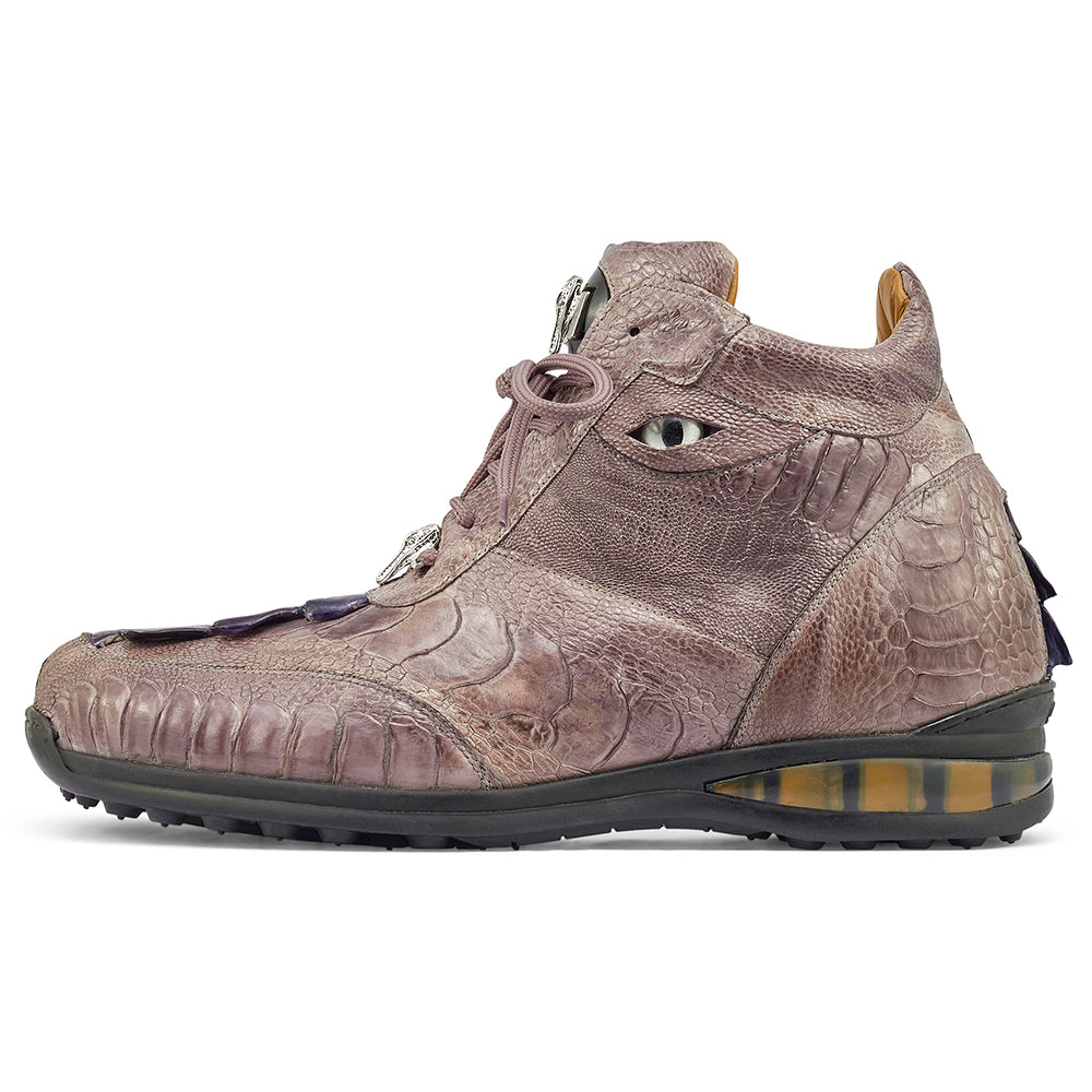 Mauri Venom 8405/1 Ostrich Leg & Hornback Tail Sneakers Lt Grey / W Blue