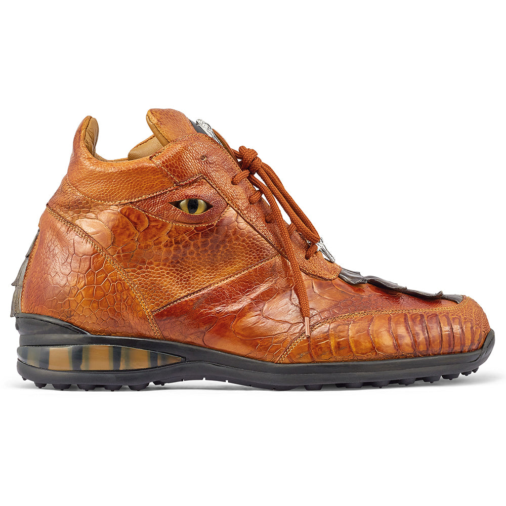 Mauri Venom 8405/1 Ostrich Leg & Hornback Tail Sneakers Mustard / Olive