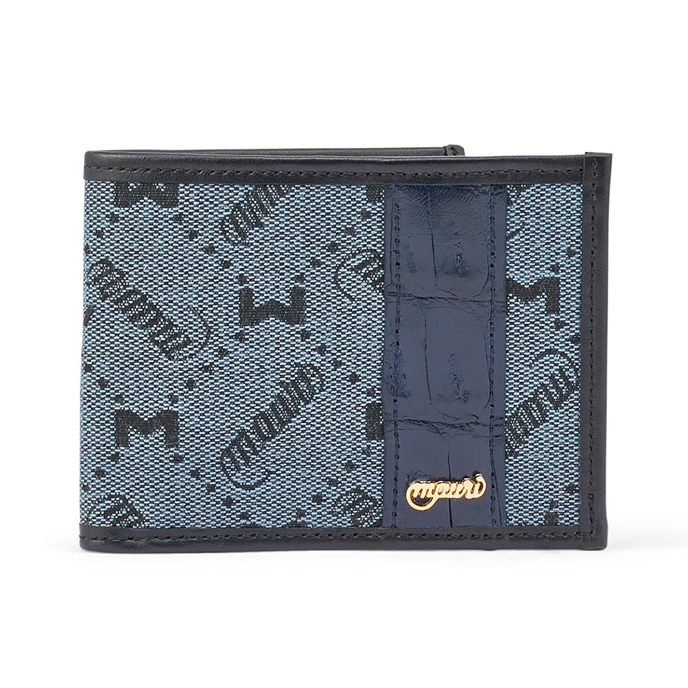 Mauri W3 Nappa / Baby Croc & Mauri Fabric Wallet W Blue