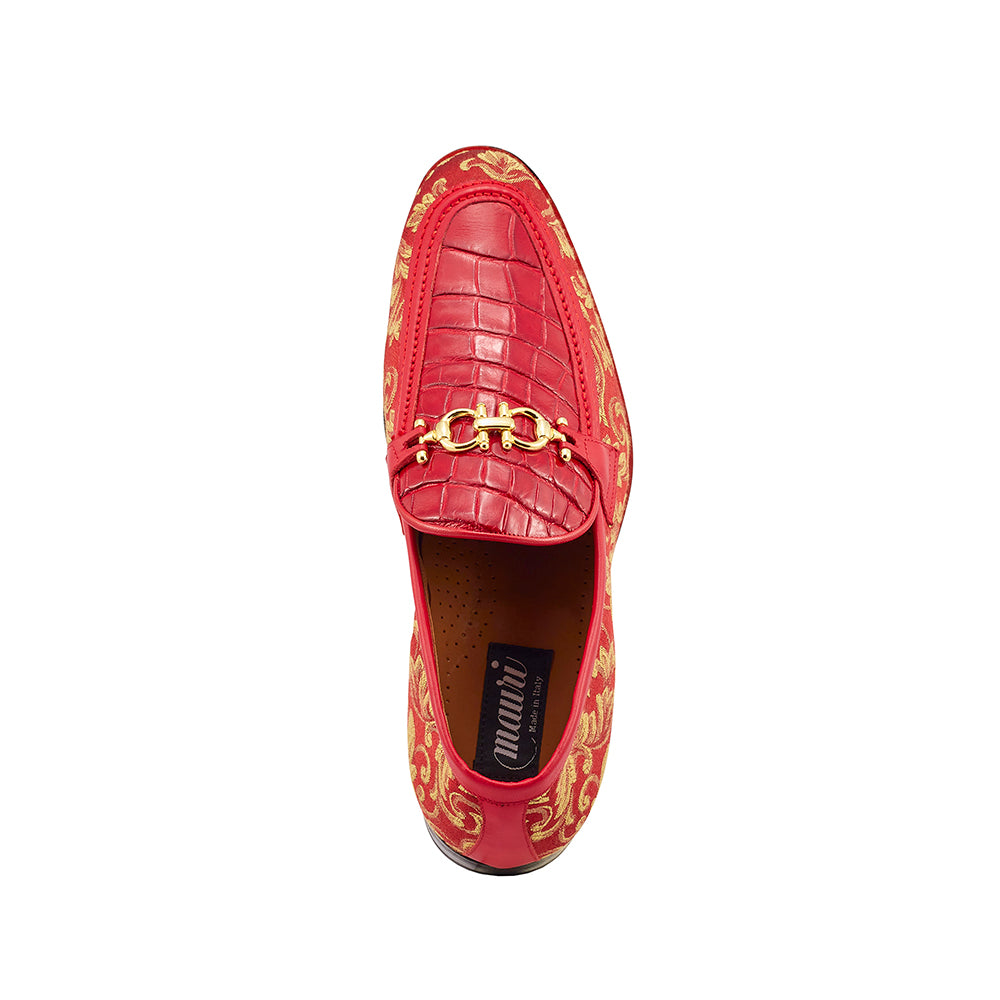 Mauri 4954 Gobelins Fabric / Calfskin & Alligator Loafers Red