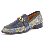 Mauri 4954 Gobelins Fabric / Calfskin & Alligator Loafers W. Blue / New Blue