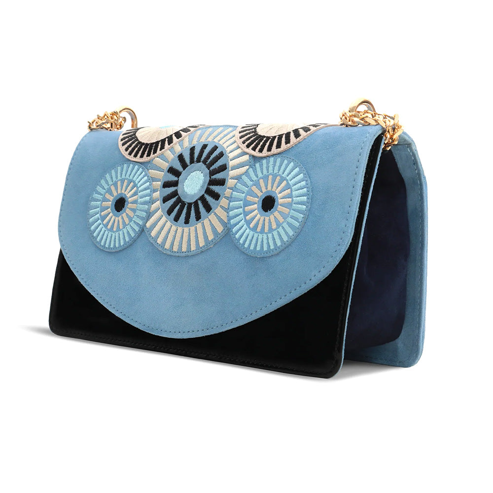 Vinci Leather The Parama Women's Suede Leather Handbag Blue