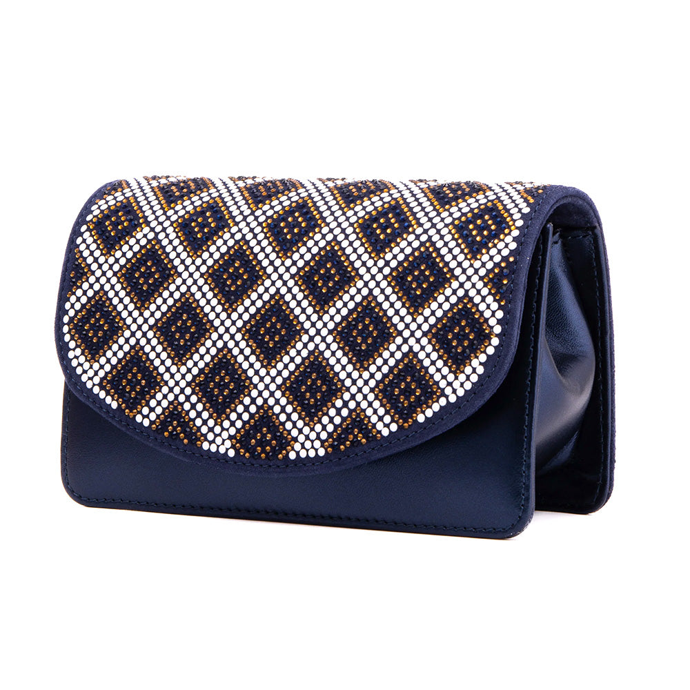 Vinci Leather The Nampula Women's Glitter Leather Handbag Navy Blue
