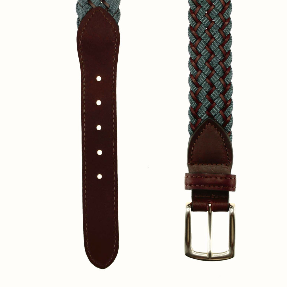 TB Phelps Maxwell Braided Leather Belt Briar / Navy