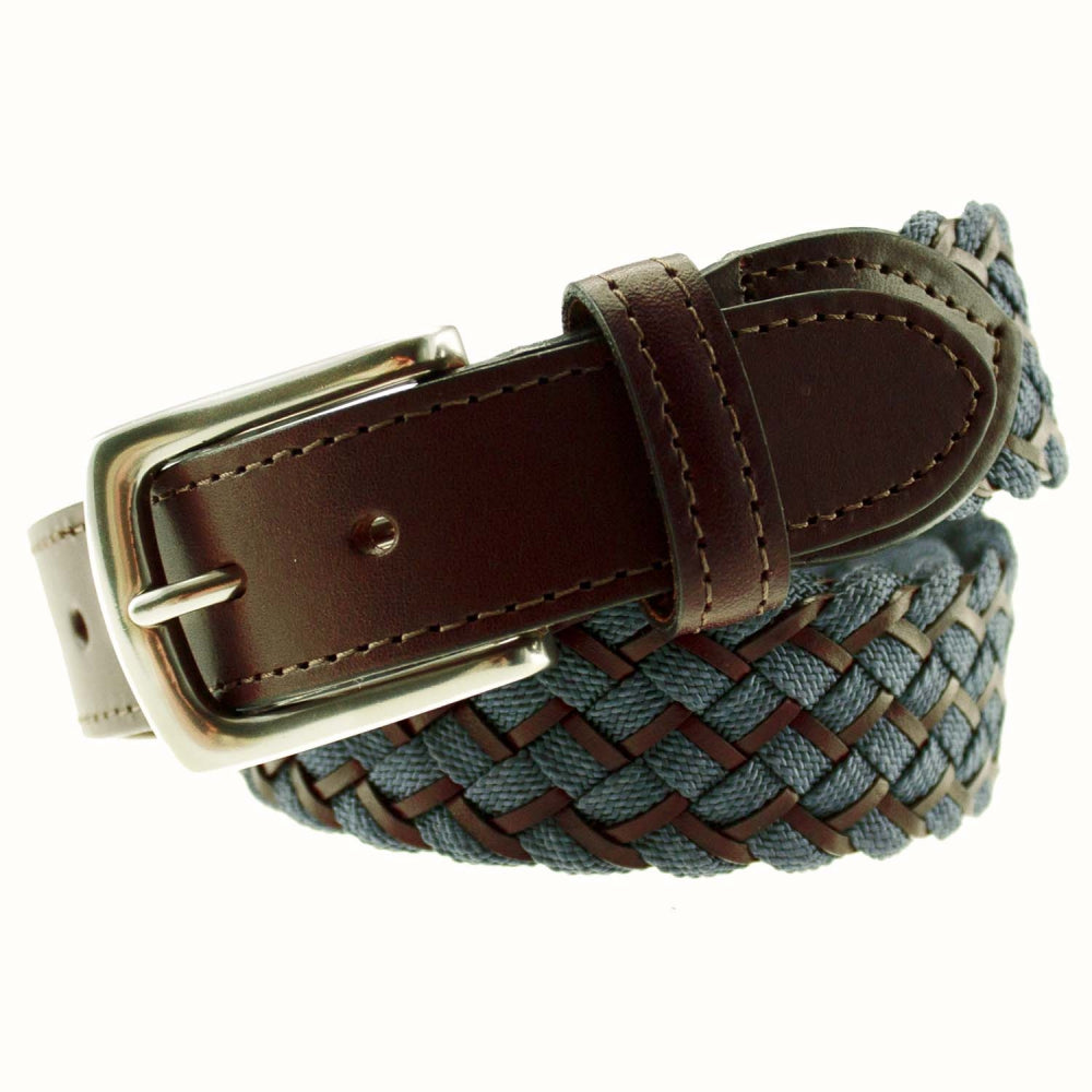 TB Phelps Maxwell Braided Leather Belt Briar / Navy