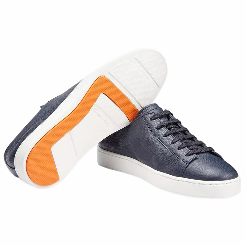Santoni Cleanic MI Tumbled Calfskin Sneaker Blue